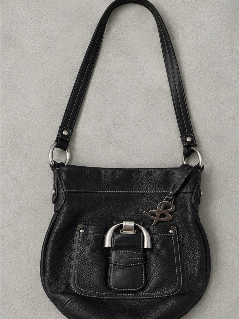 Makowsky Black Genuine Leather Crossbody Shoulder Bag Leopard Print
